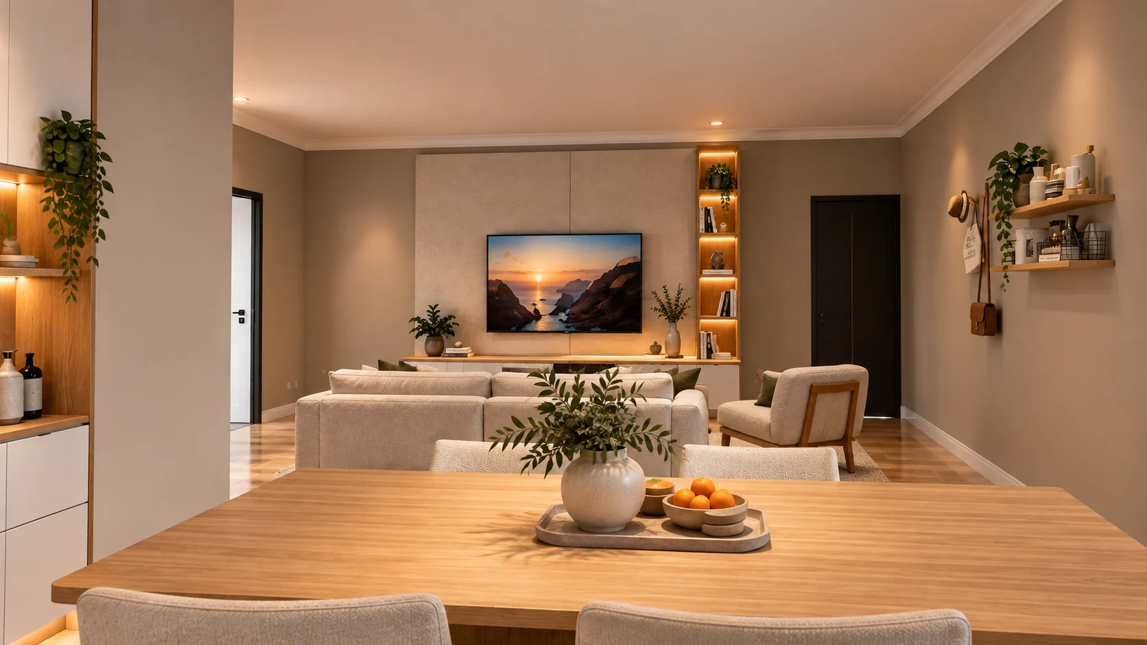 Apartamento 40,96 m² — Sala de jantar e Sala de estar