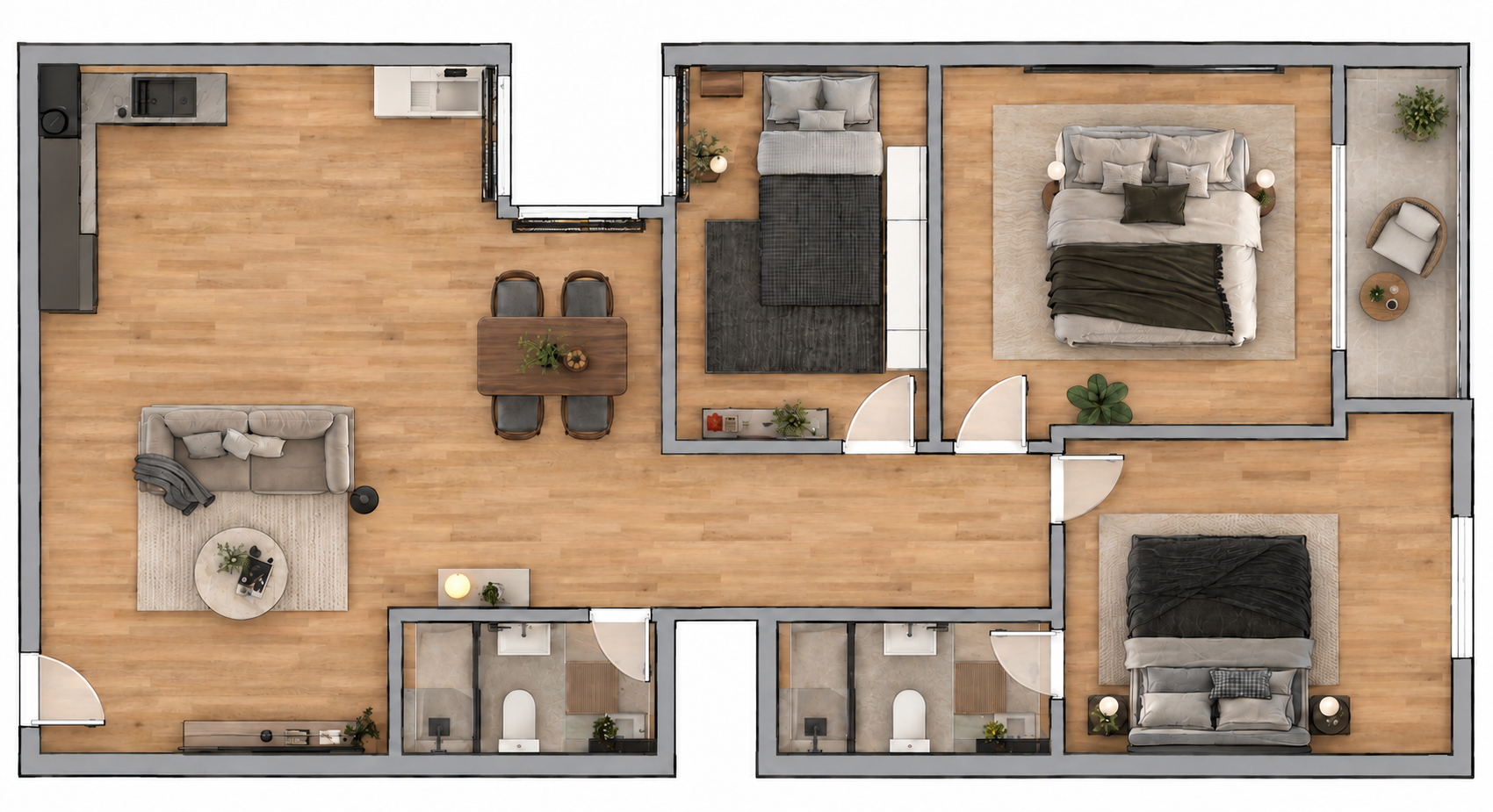 Planta do apartamento de 86 metros quadrados
